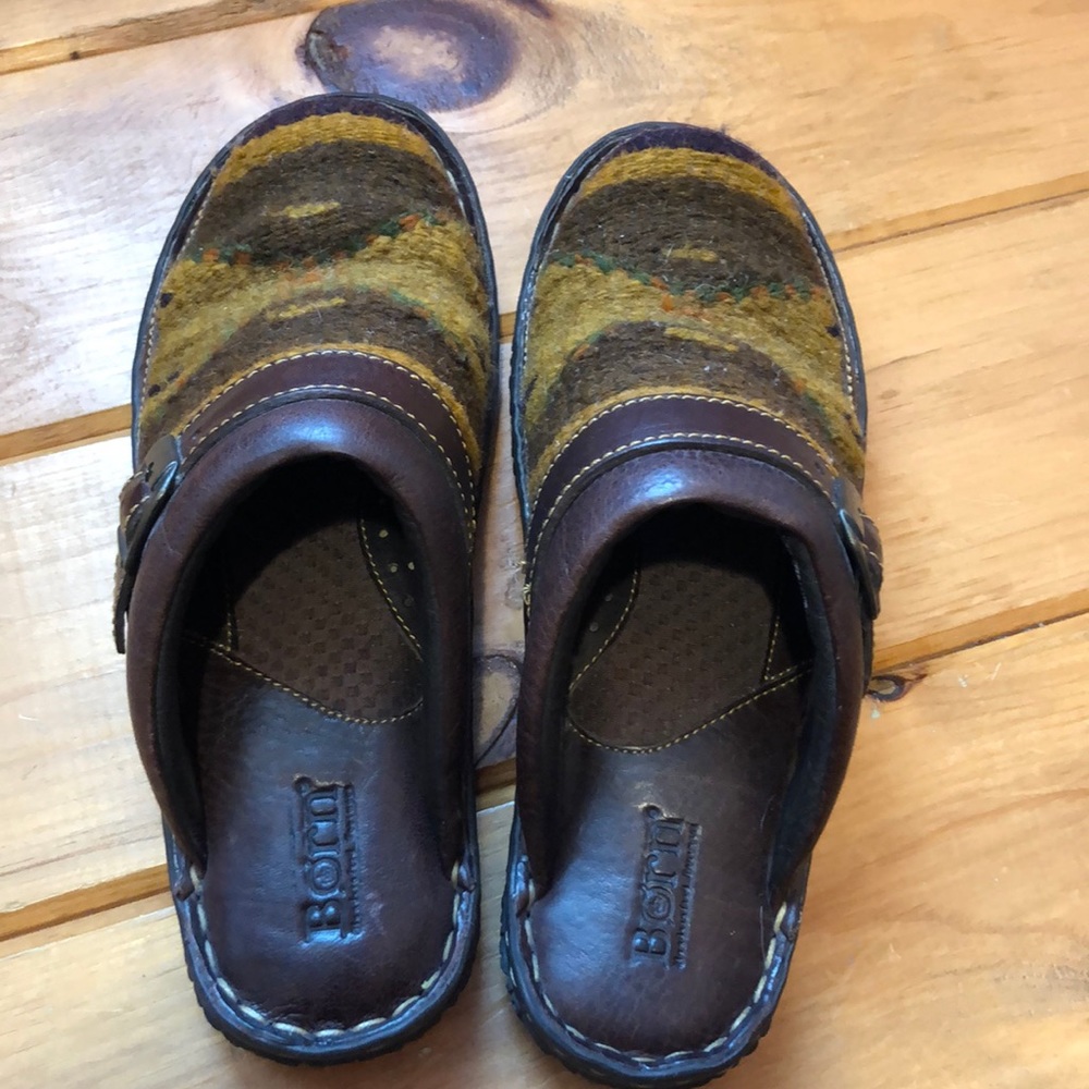 Born Leather and Wool Mule